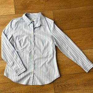 LOFT Light Blue Pinstripe Blouse